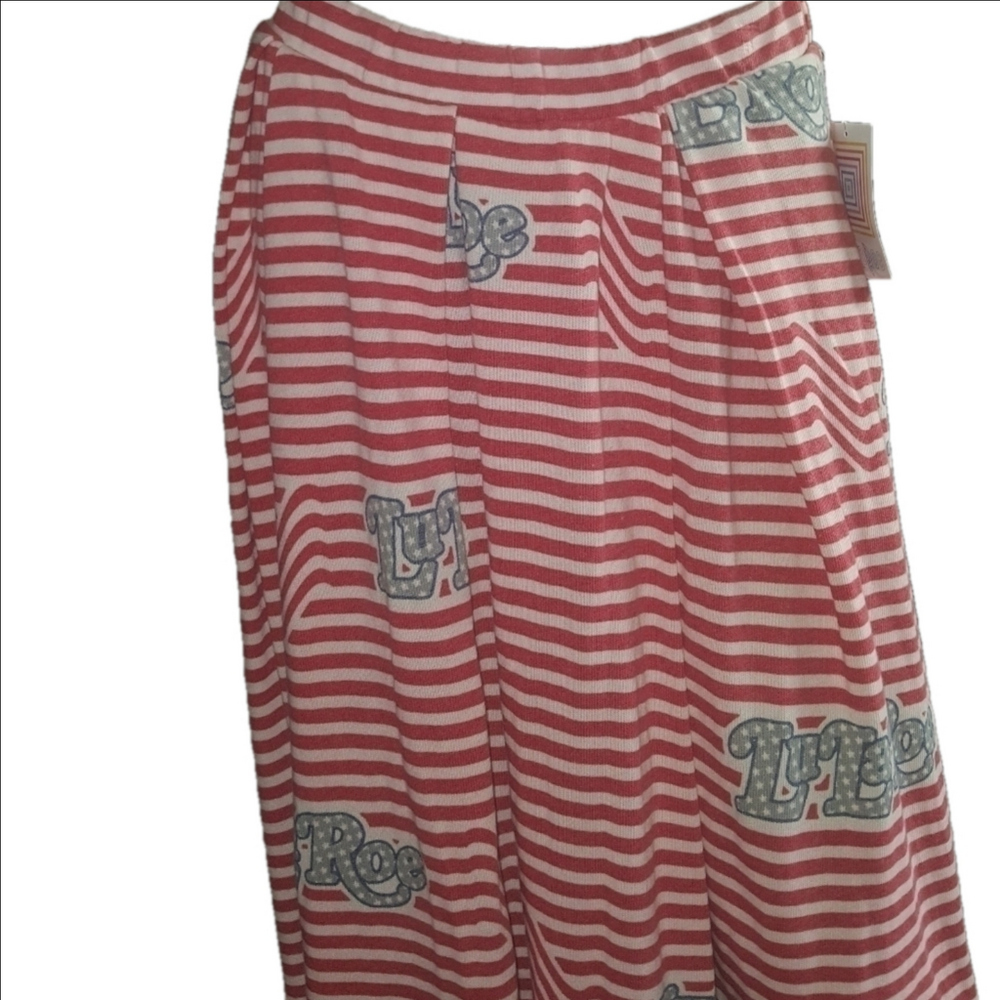 Lularoe Red White Striped Pocket Skirt Large